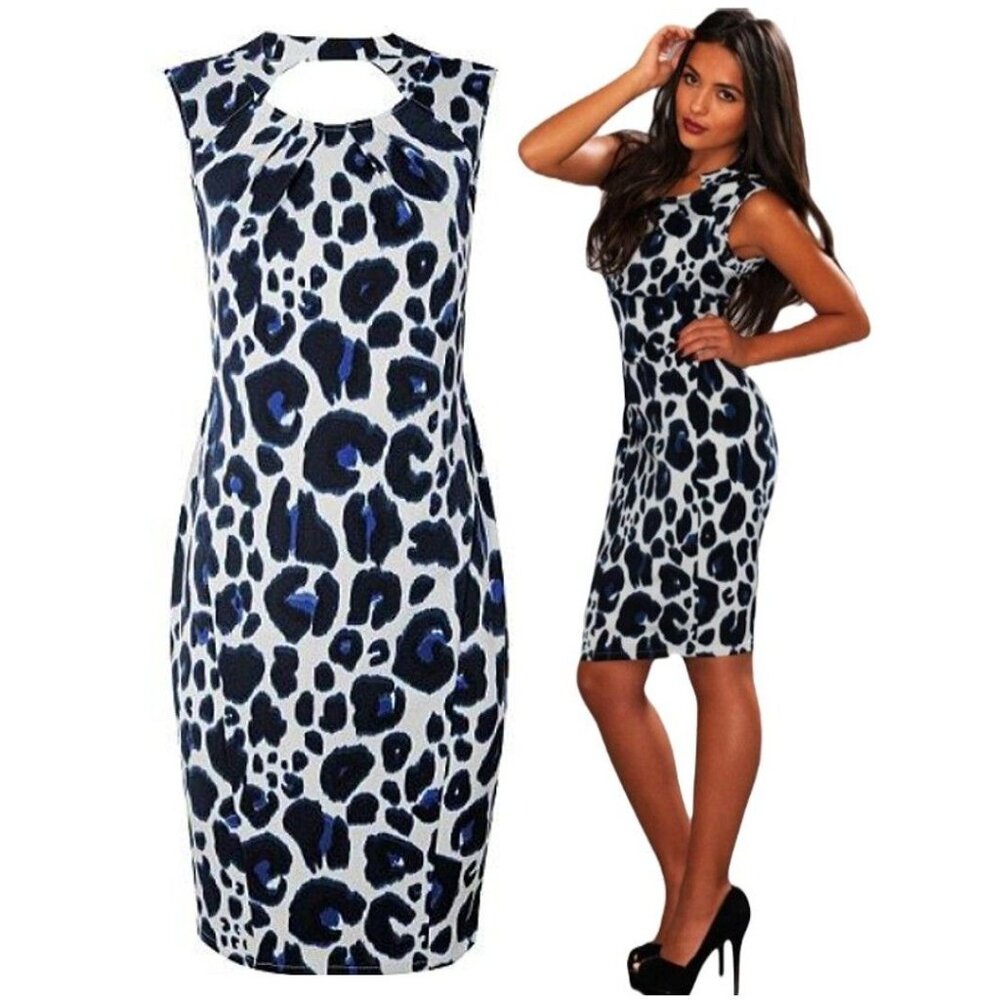 Kardashian Kollection Women's Leopard Print‎ Bodycon Cocktail Dress Size 14 - Picture 2 of 16